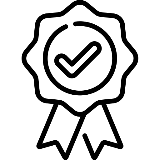 badge Outline of award ribbon with checkmark in center